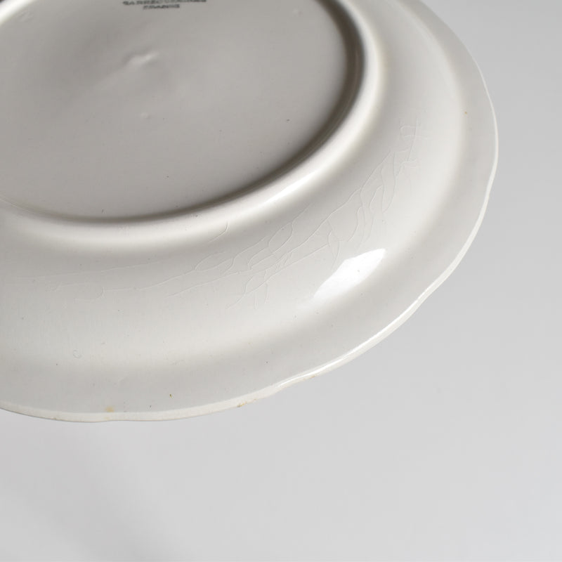 Vintage Dessert Plate, Digoin & Sarreguemines, White Relief, A