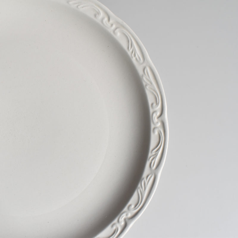 Vintage Dessert Plate, Digoin & Sarreguemines, White Relief, A