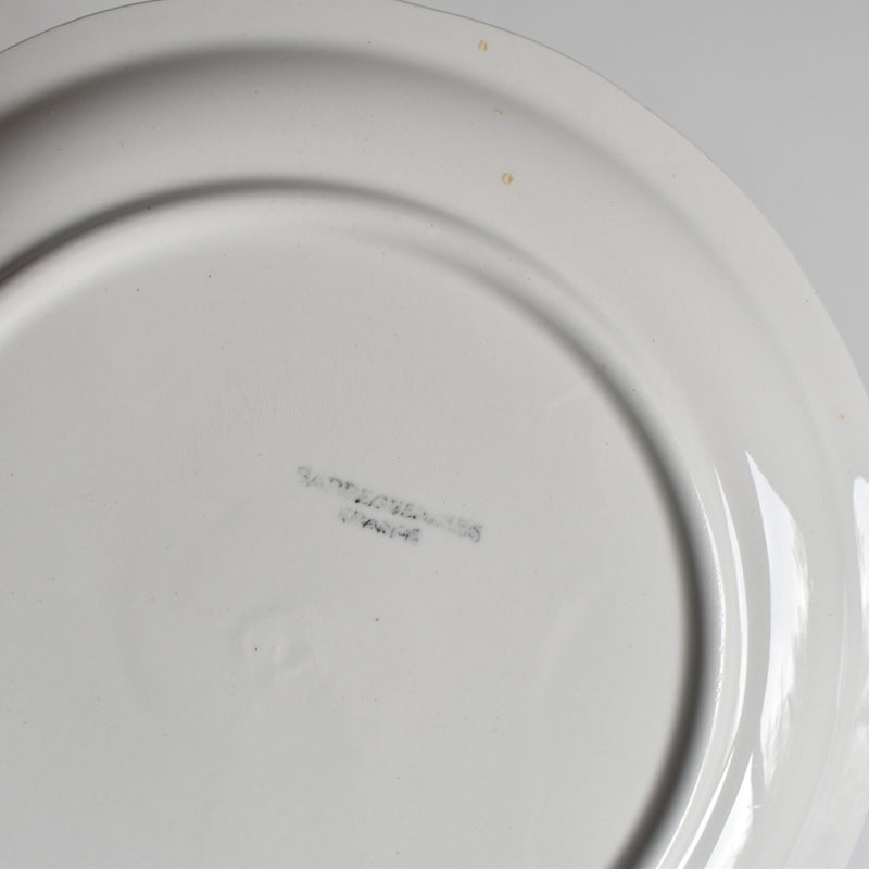 Vintage Dessert Plate, Digoin & Sarreguemines, White Relief, B