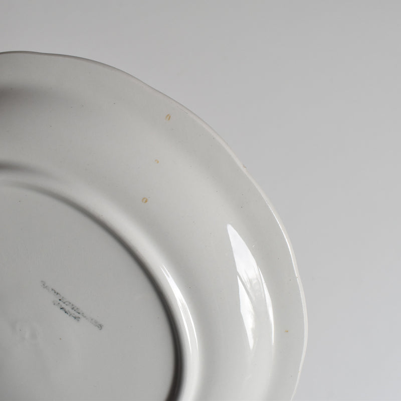 Vintage Dessert Plate, Digoin & Sarreguemines, White Relief, B
