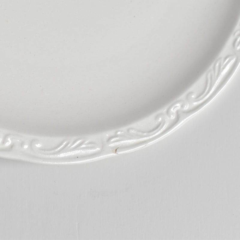 Vintage Dessert Plate, Digoin & Sarreguemines, White Relief, C