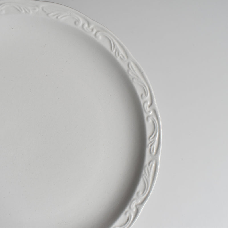 Vintage Dessert Plate, Digoin & Sarreguemines, White Relief, C