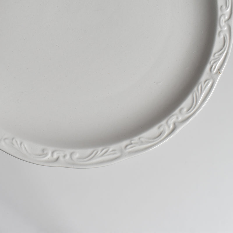 Vintage Dessert Plate, Digoin & Sarreguemines, White Relief, C