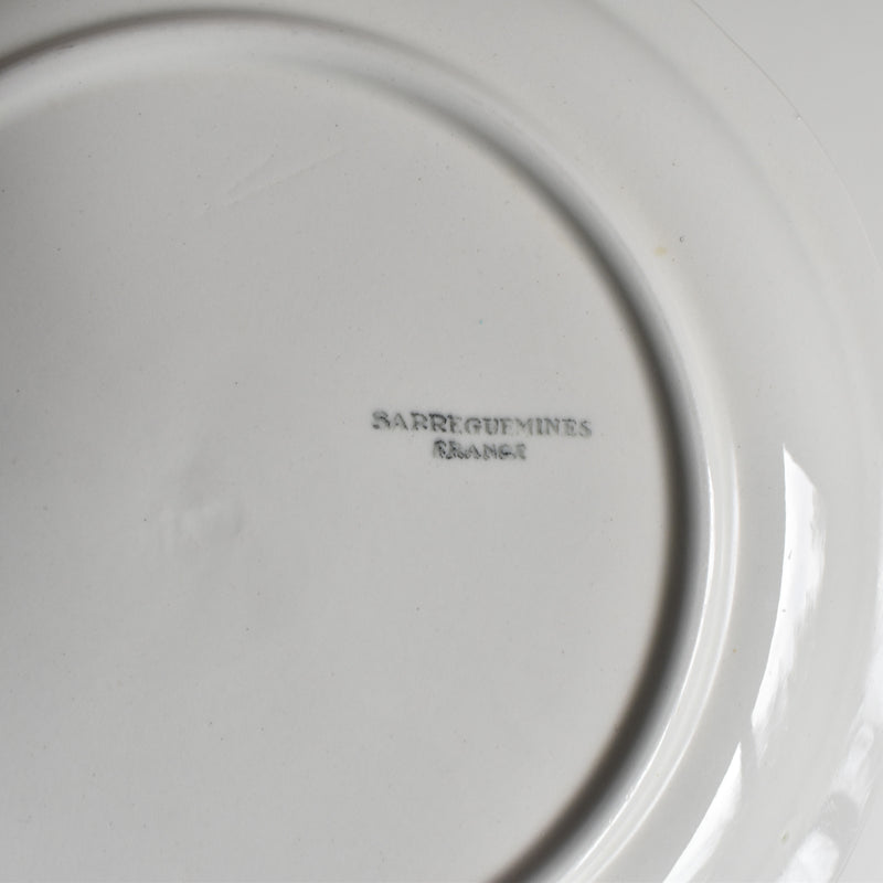 Vintage Dessert Plate, Digoin & Sarreguemines, White Relief, C