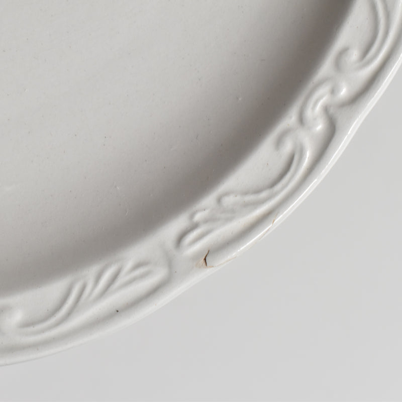 Vintage Dessert Plate, Digoin & Sarreguemines, White Relief, C