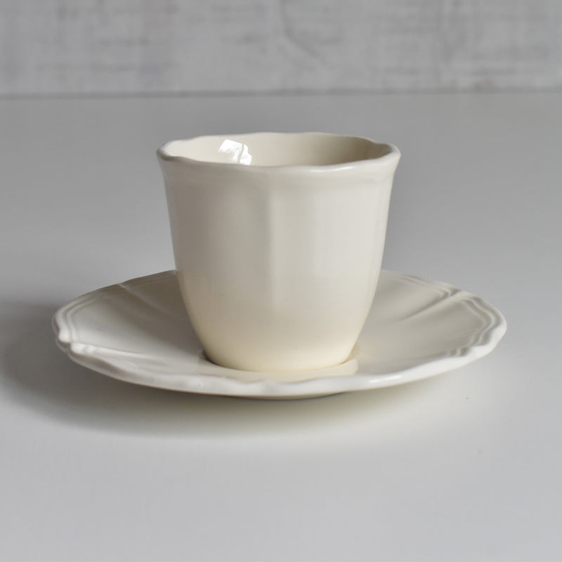 Vintage Coffee Cup & Saucer Digoin & Sarreguemines Rohan (Scalloped Rim) A