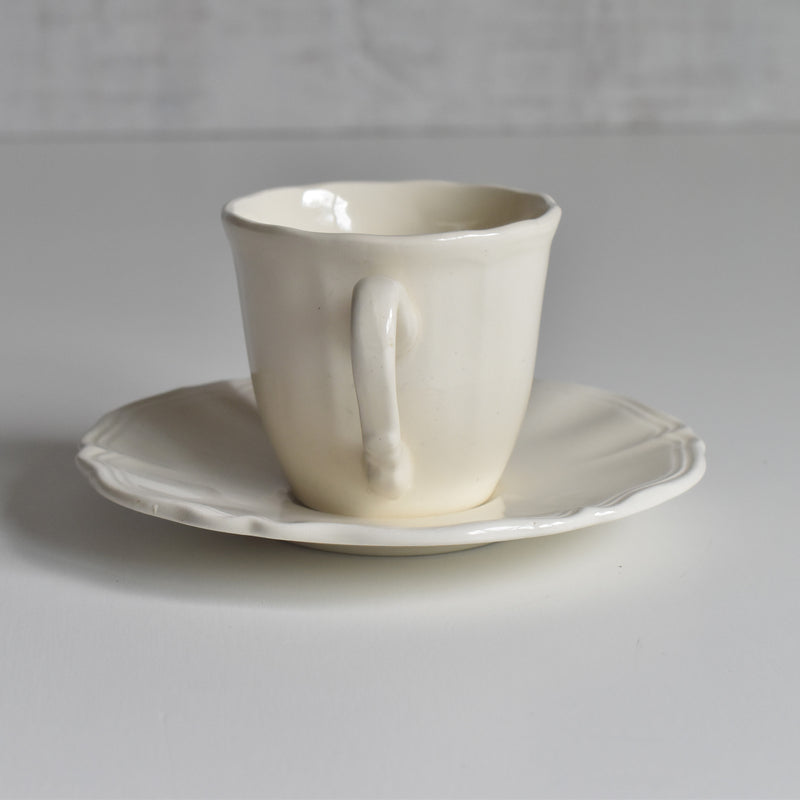 Vintage Coffee Cup & Saucer Digoin & Sarreguemines Rohan (Scalloped Rim) A