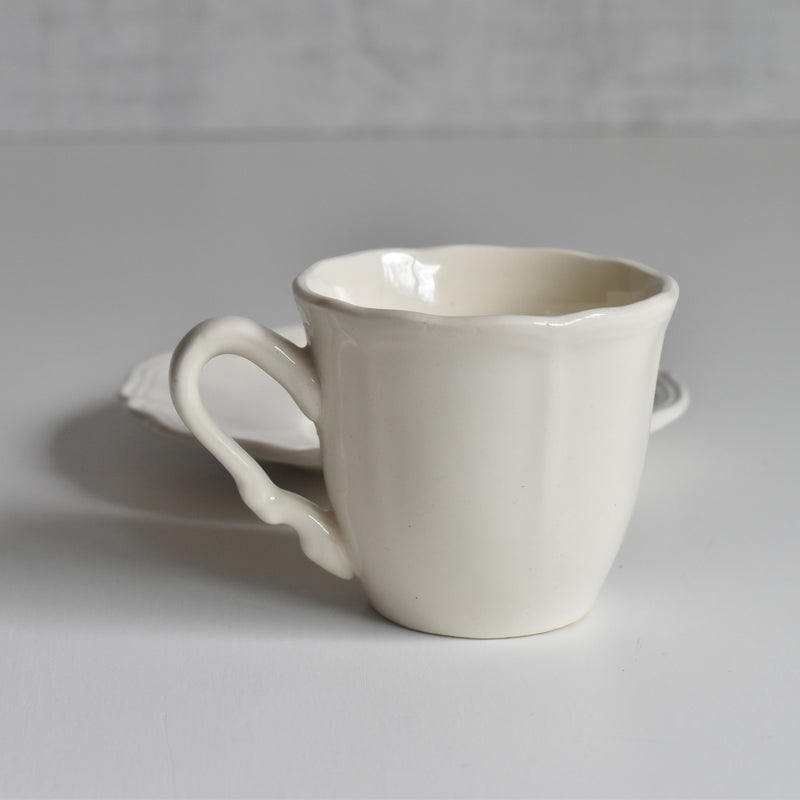 Vintage Coffee Cup & Saucer Digoin & Sarreguemines Rohan (Scalloped Rim) A