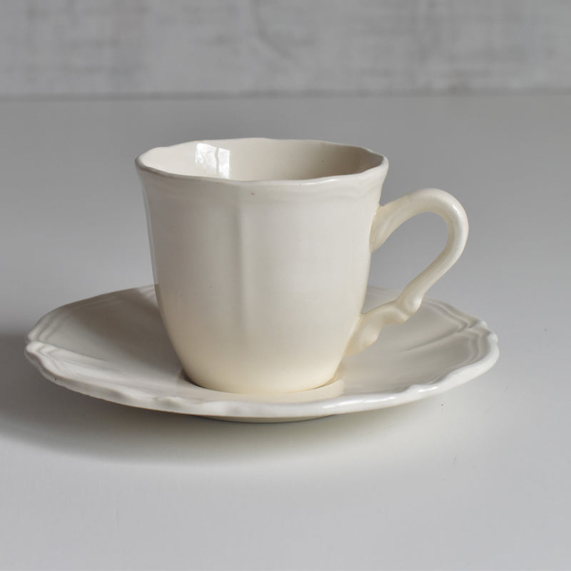 Vintage Coffee Cup & Saucer Digoin & Sarreguemines Rohan (Scalloped Rim) C