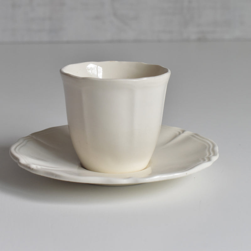 Vintage Coffee Cup & Saucer Digoin & Sarreguemines Rohan (Scalloped Rim) C
