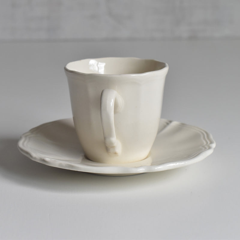 Vintage Coffee Cup & Saucer Digoin & Sarreguemines Rohan (Scalloped Rim) C