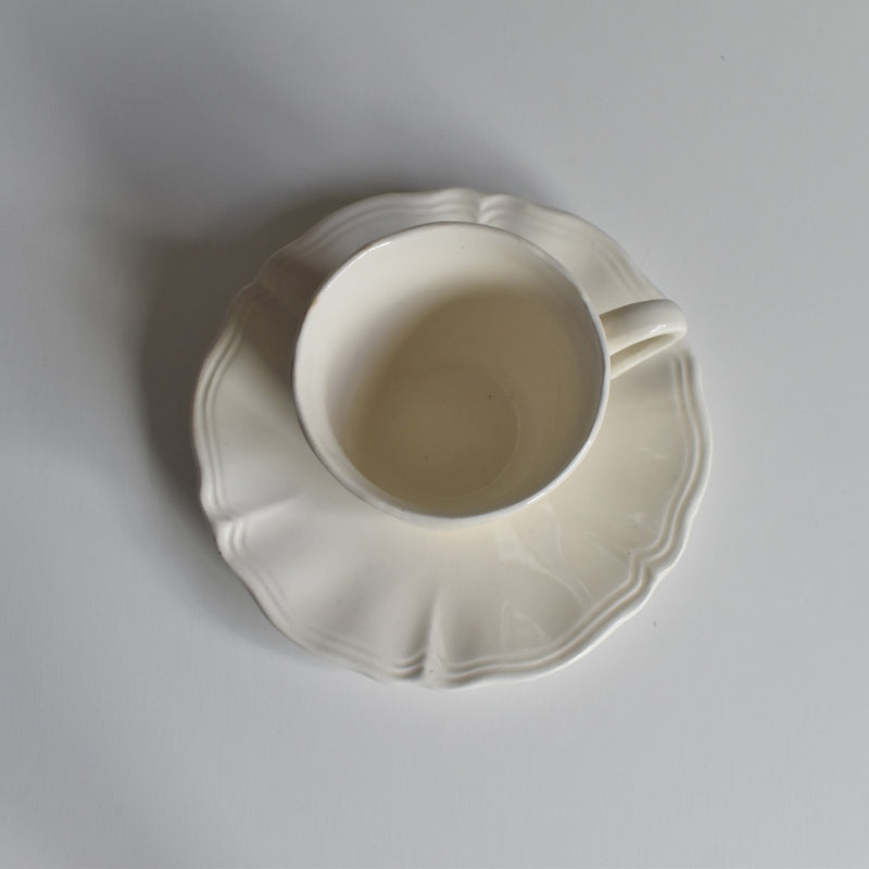 Vintage Coffee Cup & Saucer Digoin & Sarreguemines Rohan (Scalloped Rim) C