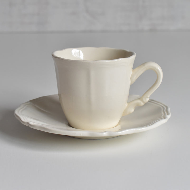 Vintage Coffee Cup & Saucer Digoin & Sarreguemines Rohan (Scalloped Rim) D