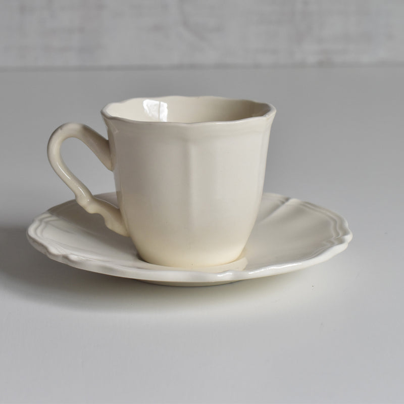Vintage Coffee Cup & Saucer Digoin & Sarreguemines Rohan (Scalloped Rim) D