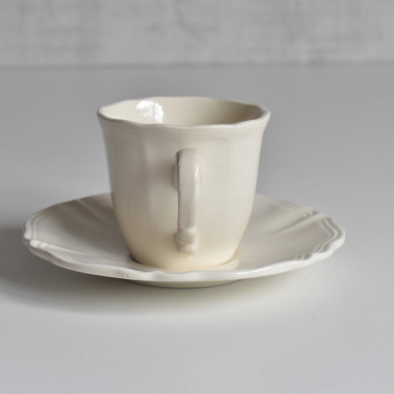 Vintage Coffee Cup & Saucer Digoin & Sarreguemines Rohan (Scalloped Rim) D