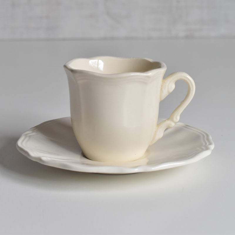 Vintage Coffee Cup & Saucer, Digoin & Sarreguemines Rohan (Scalloped Rim) E