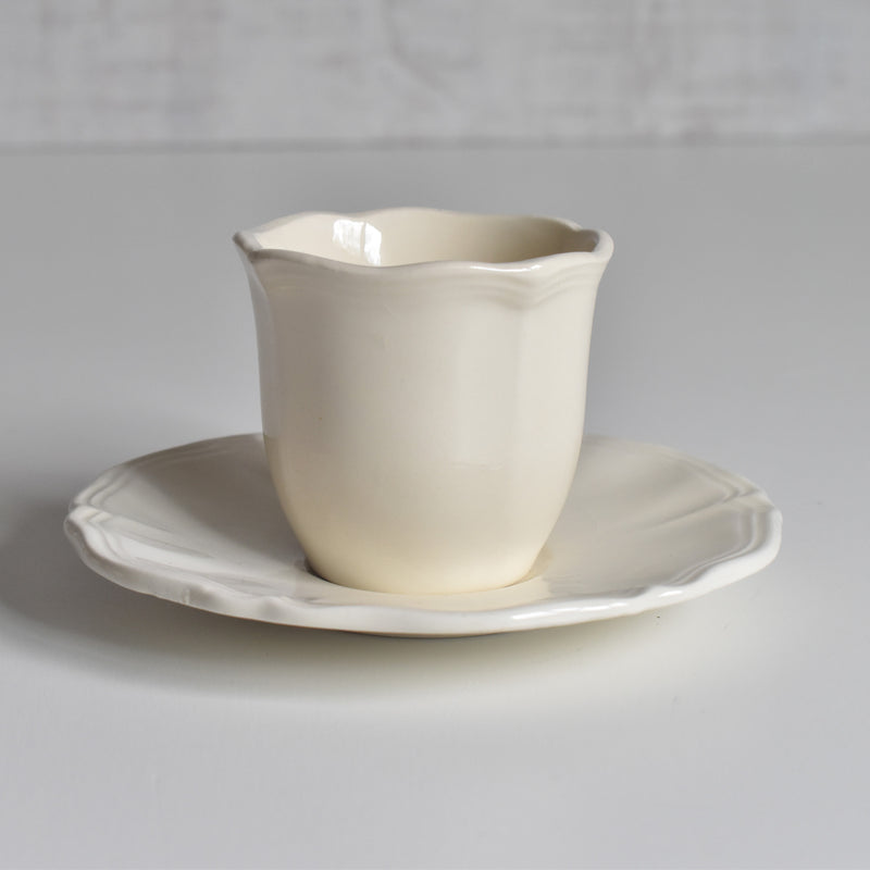 Vintage Coffee Cup & Saucer, Digoin & Sarreguemines Rohan (Scalloped Rim) E