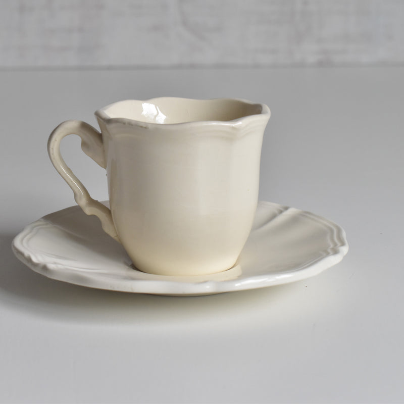Vintage Coffee Cup & Saucer, Digoin & Sarreguemines Rohan (Scalloped Rim) E