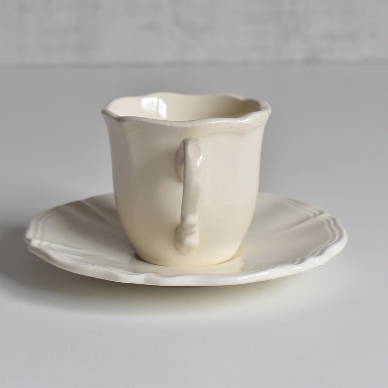 Vintage Coffee Cup & Saucer, Digoin & Sarreguemines Rohan (Scalloped Rim) E