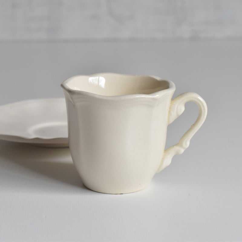 Vintage Coffee Cup & Saucer, Digoin & Sarreguemines Rohan (Scalloped Rim) E