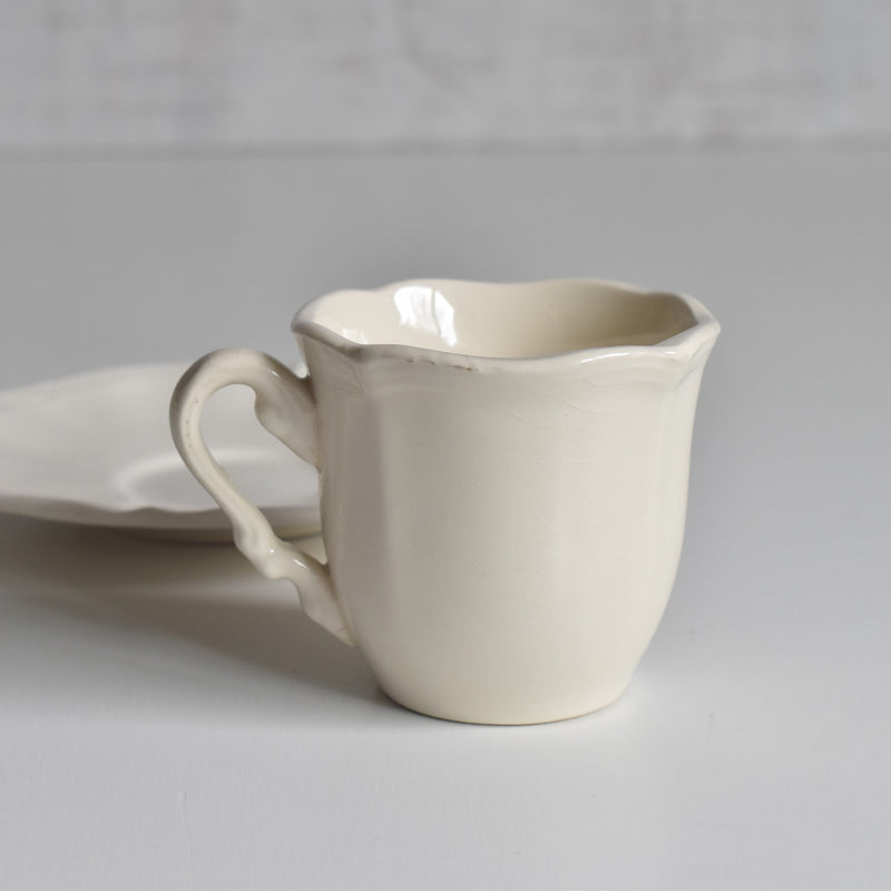 Vintage Coffee Cup & Saucer, Digoin & Sarreguemines Rohan (Scalloped Rim) E