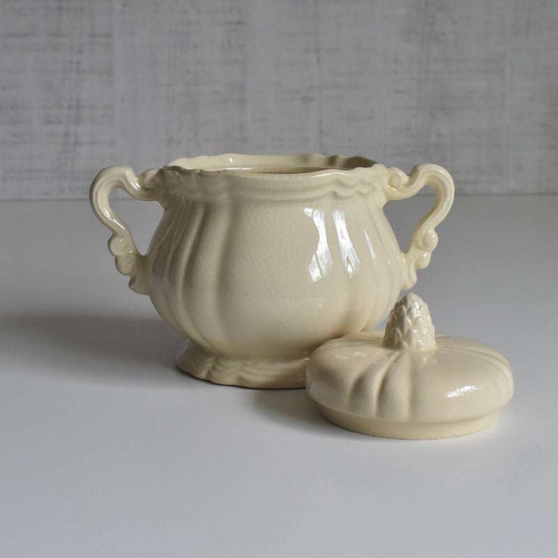 Vintage Sugar Pot, Digoin & Sarreguemines Rohan (Scalloped Edge)