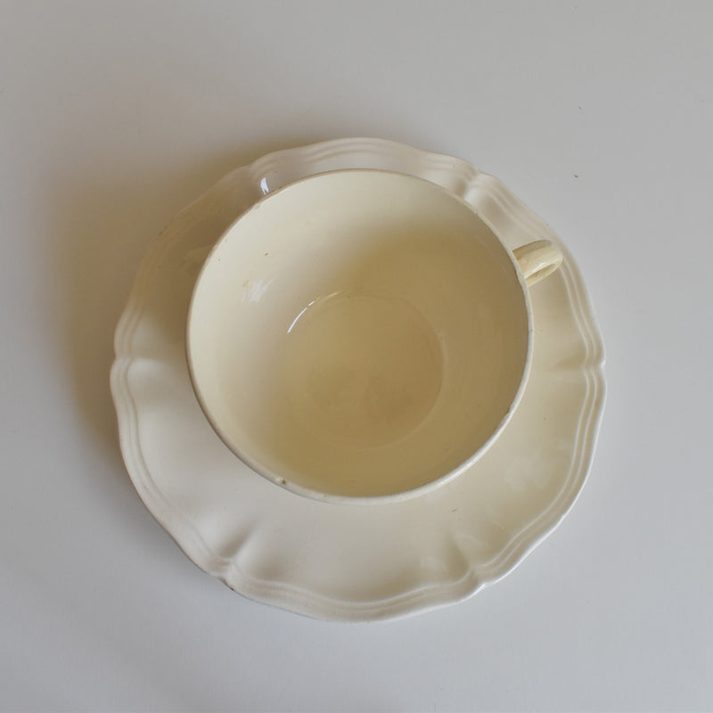 Vintage Chocolate Cup & Saucer, Digoin & Sarreguemines, Rohan (Scalloped Edge) A