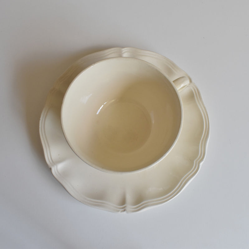 Vintage Chocolate Cup & Saucer, Digoin & Sarreguemines Rohan (Scalloped Edge) B