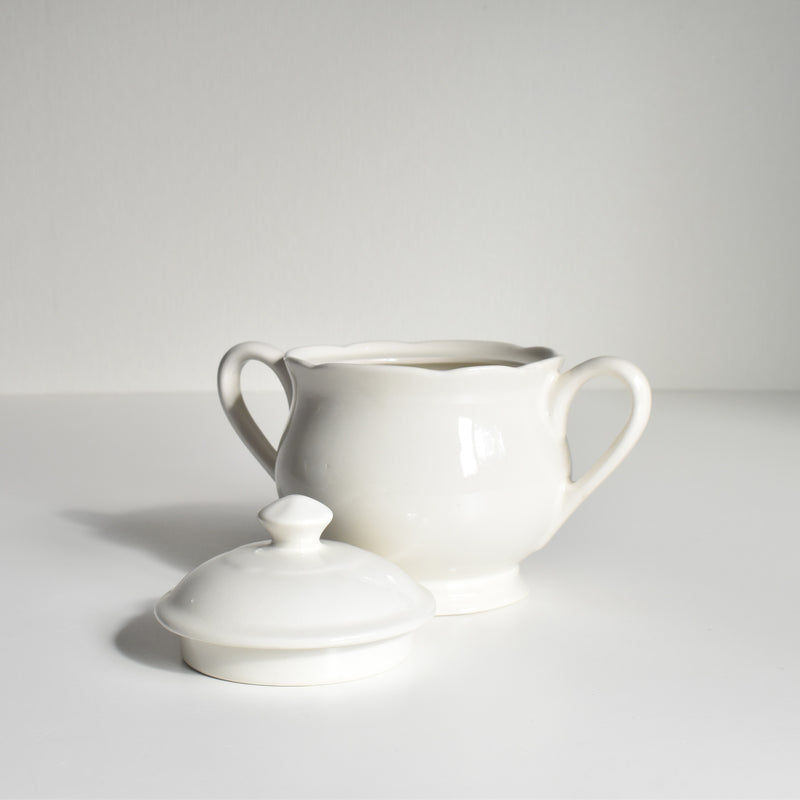 Vintage Sugar Pot Digoin & Sarreguemines White