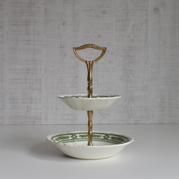 ヴィンテージ2段サービスプレート メイソンズ Manchu (マンチュ）