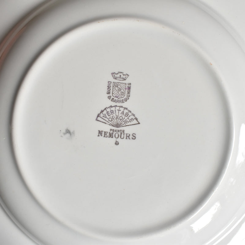 Vintage Deep Plate Digoin & Sarreguemines Nemours E