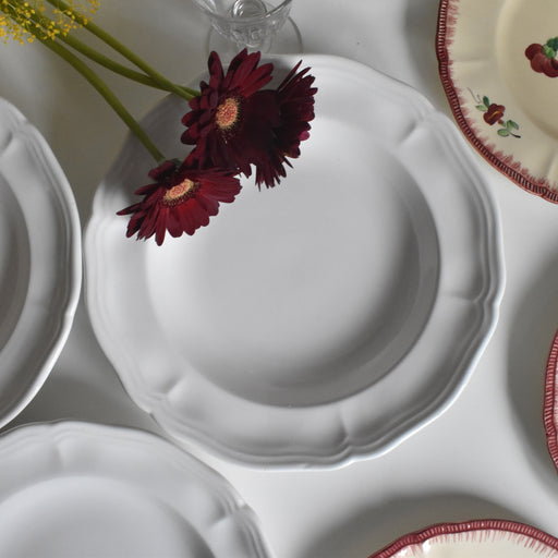 ヴィンテージ深皿 ロンシャン 花リム ホワイト A