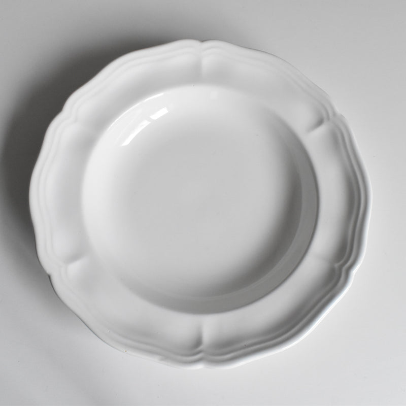 ヴィンテージ深皿 ロンシャン 花リム ホワイト A