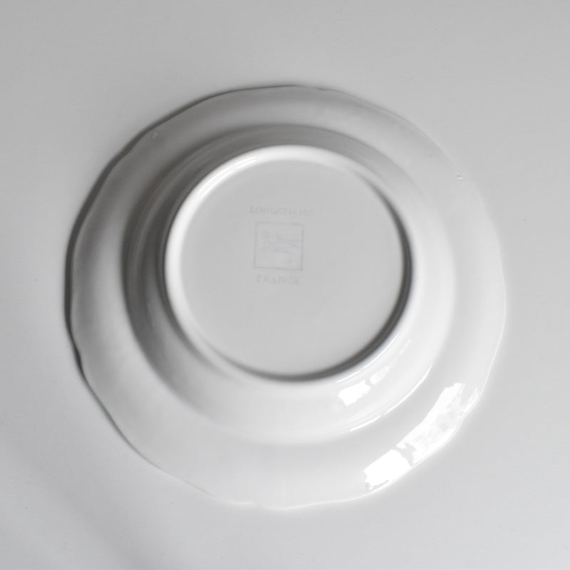 ヴィンテージ深皿 ロンシャン 花リム ホワイト A