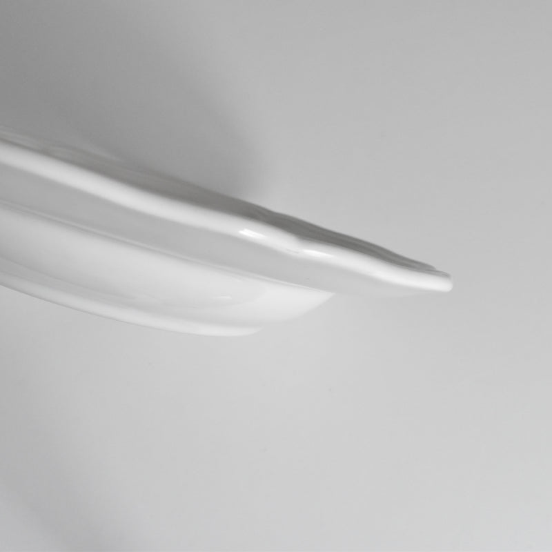 ヴィンテージ深皿 ロンシャン 花リム ホワイト A