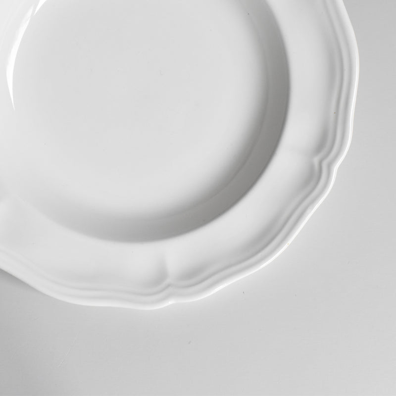 ヴィンテージ深皿 ロンシャン 花リム ホワイト A