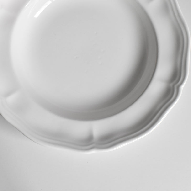 ヴィンテージ深皿 ロンシャン 花リム ホワイト B