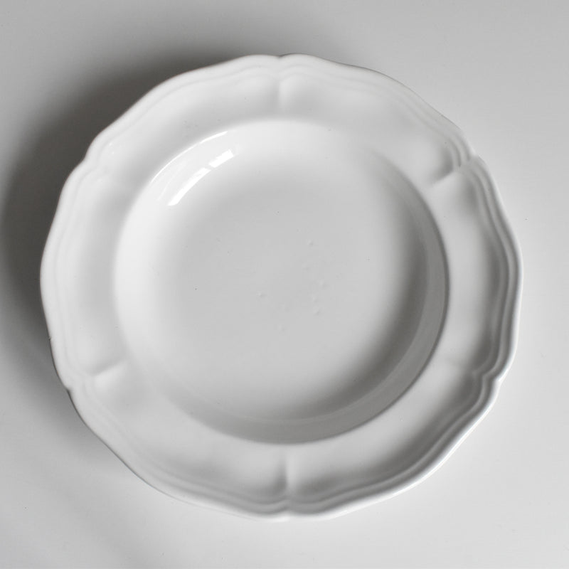 ヴィンテージ深皿 ロンシャン 花リム ホワイト B