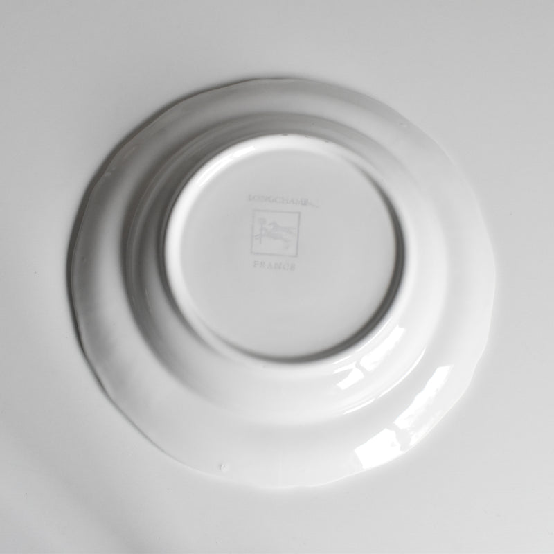 ヴィンテージ深皿 ロンシャン 花リム ホワイト B