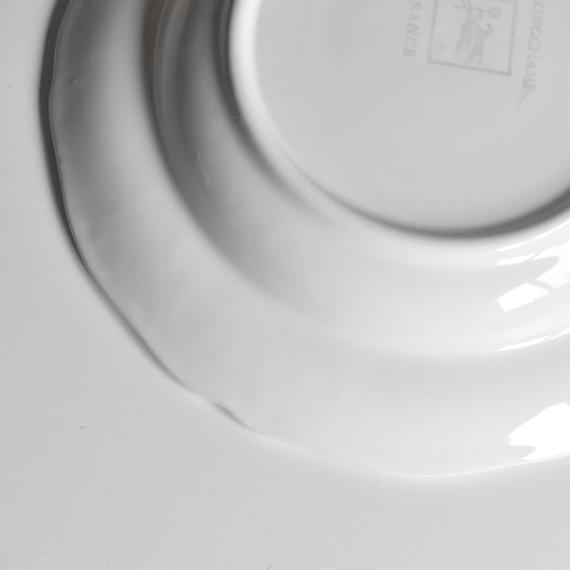 ヴィンテージ深皿 ロンシャン 花リム ホワイト B