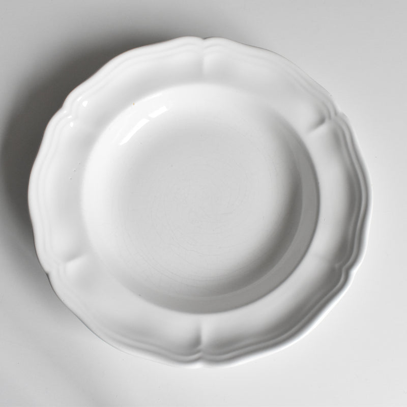 ヴィンテージ深皿 ロンシャン 花リム ホワイト C