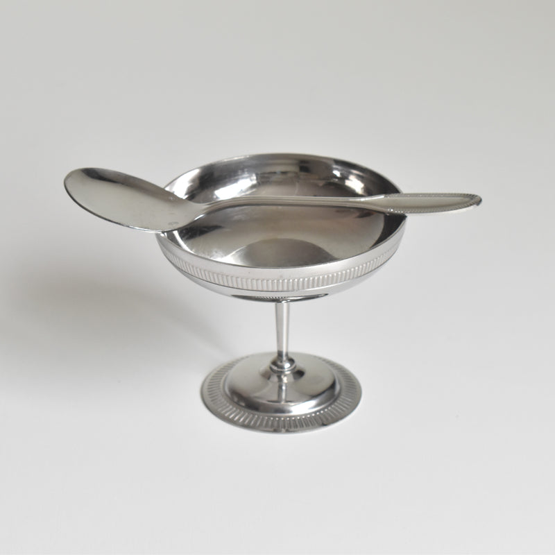 ヴィンテージ ステンレス アイスクリームクープとスプーン