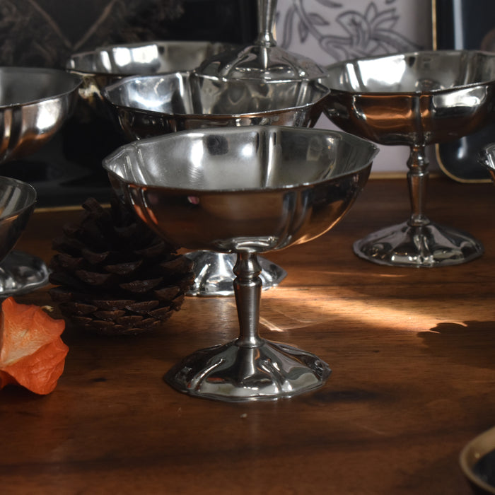 ヴィンテージ ステンレス アイスクリームクープ 花リム