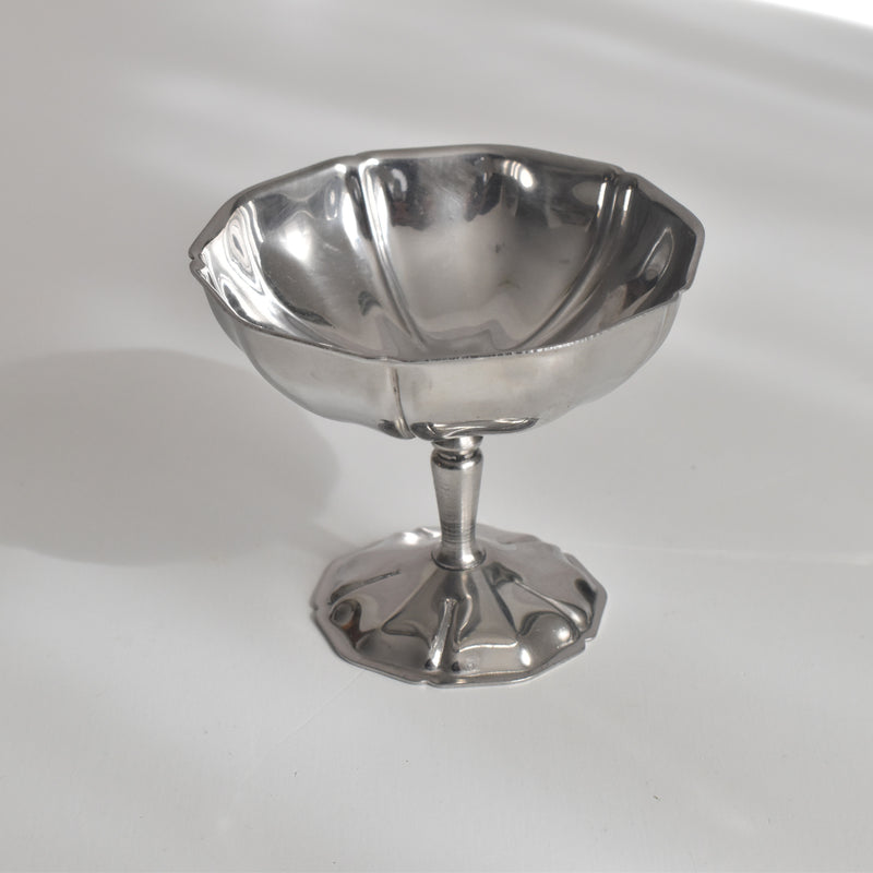 ヴィンテージ ステンレス アイスクリームクープ 花リム