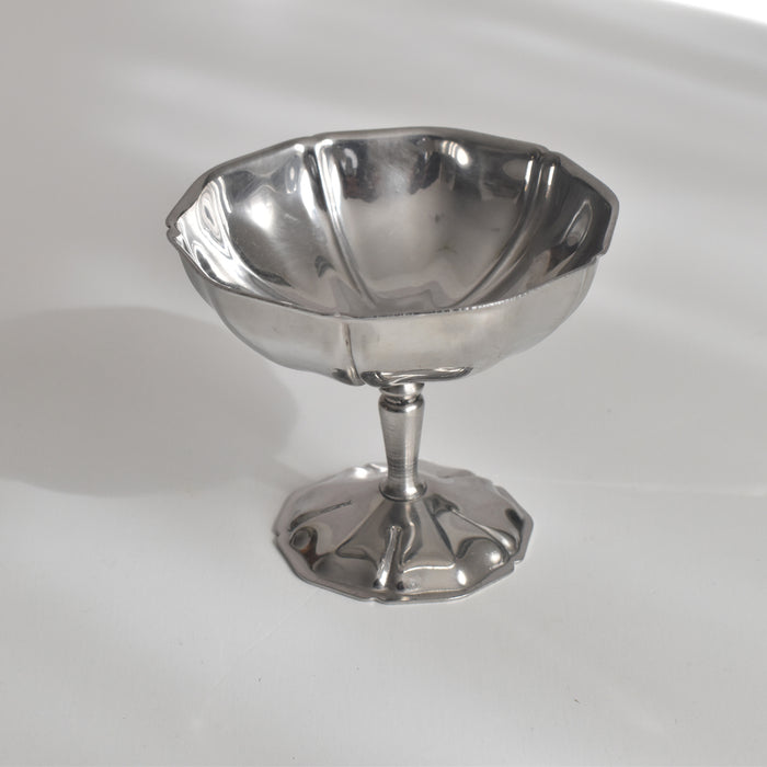 ヴィンテージ ステンレス アイスクリームクープ 花リム