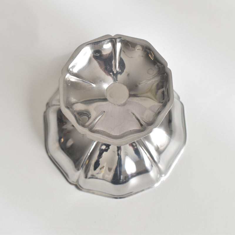 ヴィンテージ ステンレス アイスクリームクープ 花リム