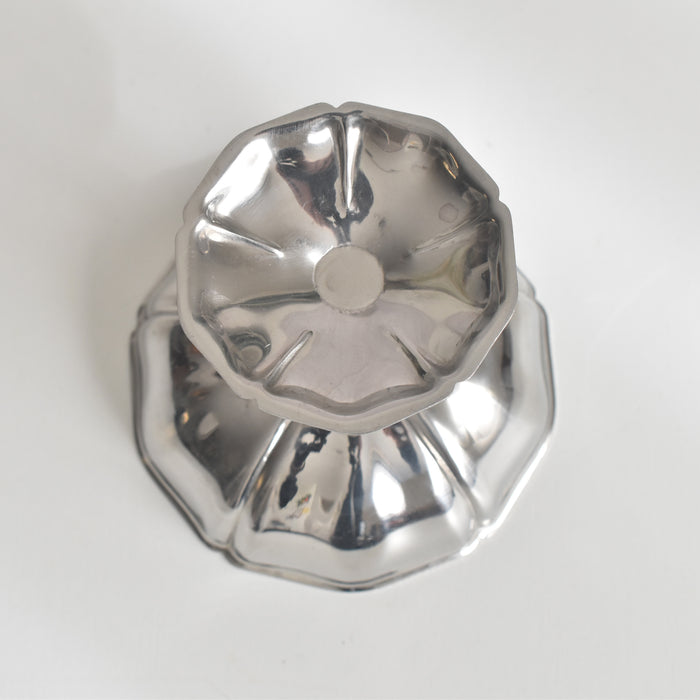 ヴィンテージ ステンレス アイスクリームクープ 花リム