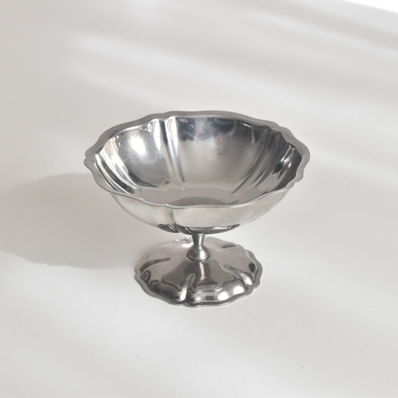 Vintage Stainless Steel Ice Cream Coupe Floral Rim Small