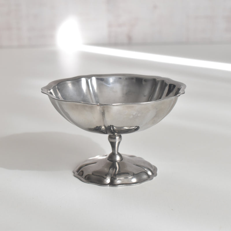 Vintage Stainless Steel Ice Cream Coupe Floral Rim Small