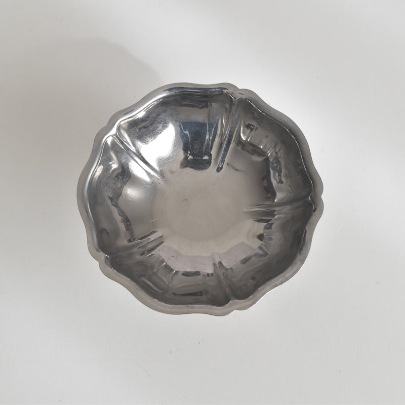 Vintage Stainless Steel Ice Cream Coupe Floral Rim Small